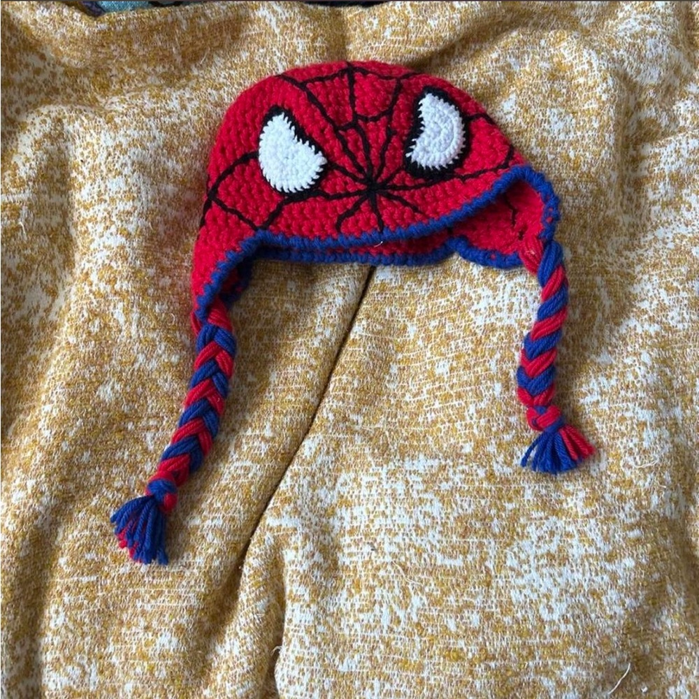 handmade crochet spider-man beanie